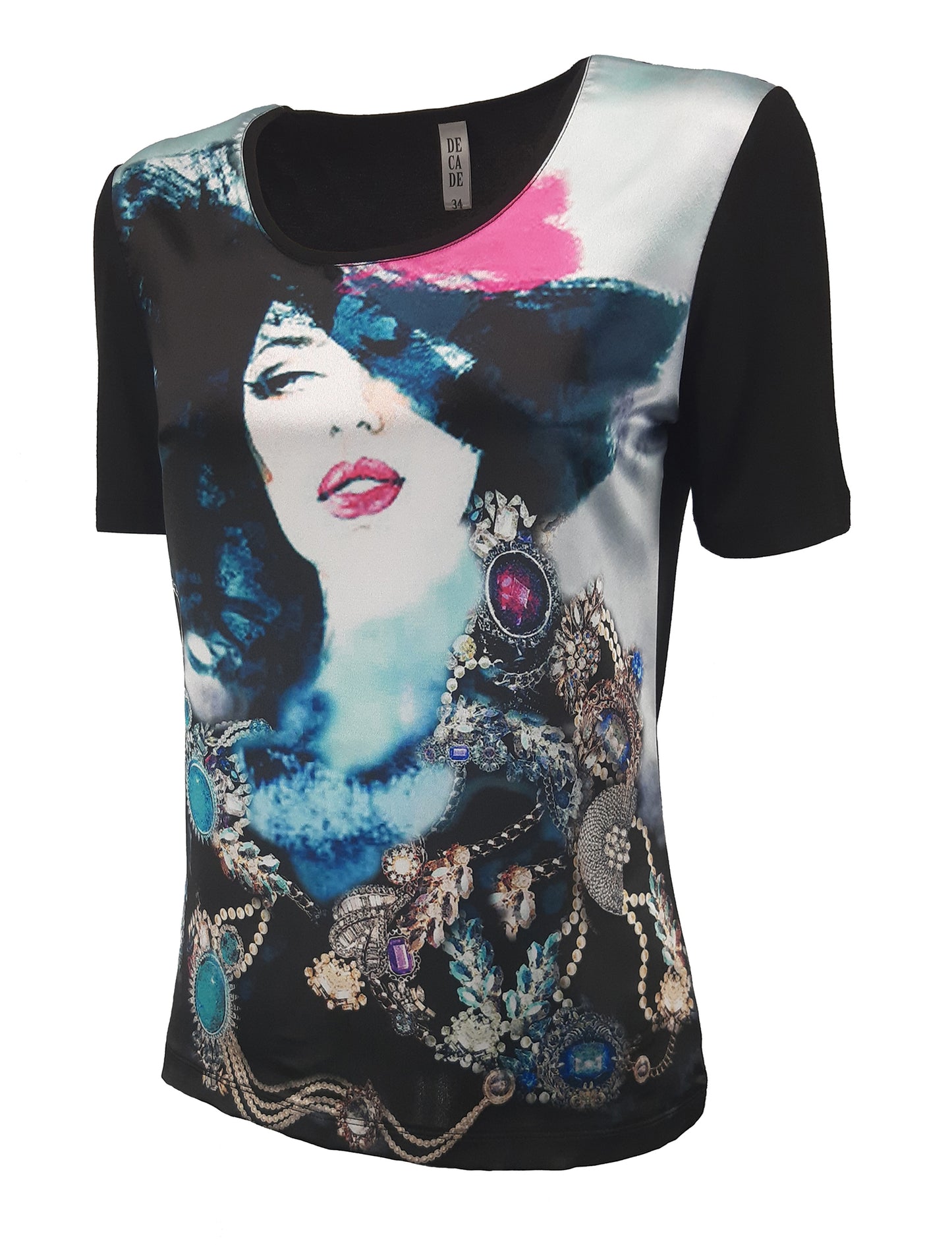 Дамска тениска с къс ръкав обло деколте