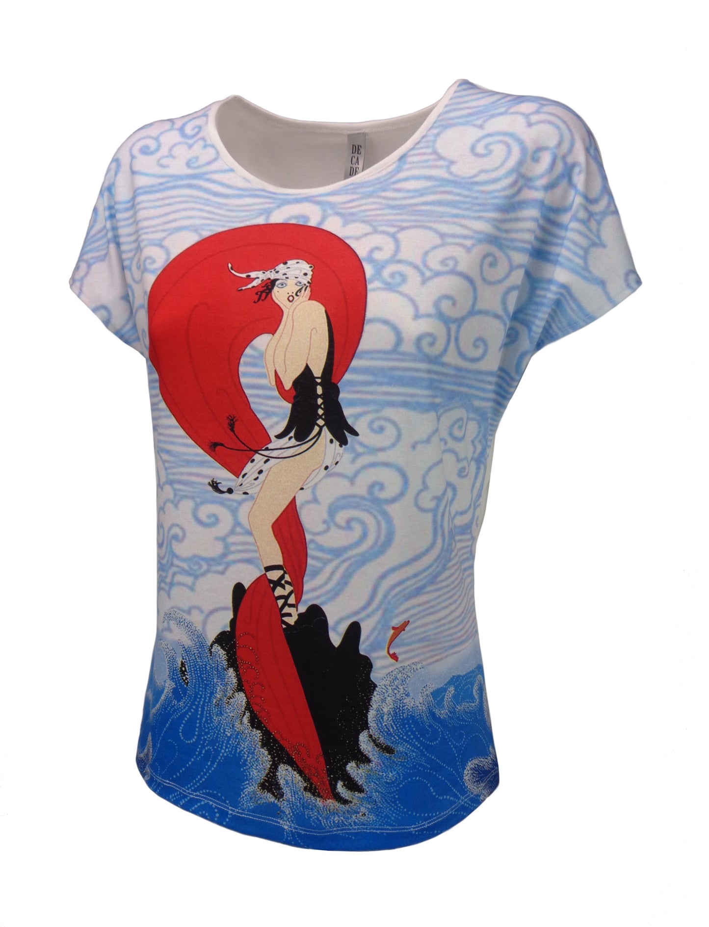 Дамска блуза - тениска с къс ръкав обло деколте