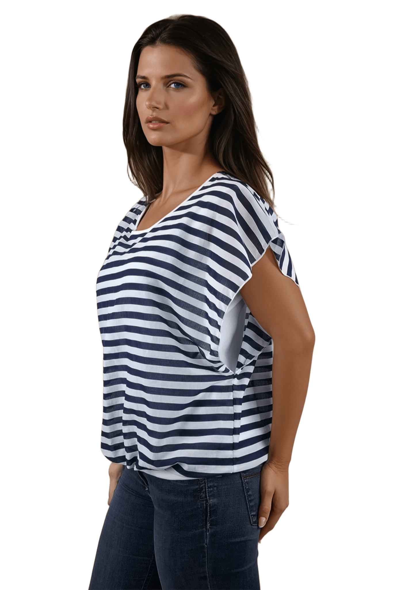 Дамска блуза - тениска с къс ръкав обло деколте