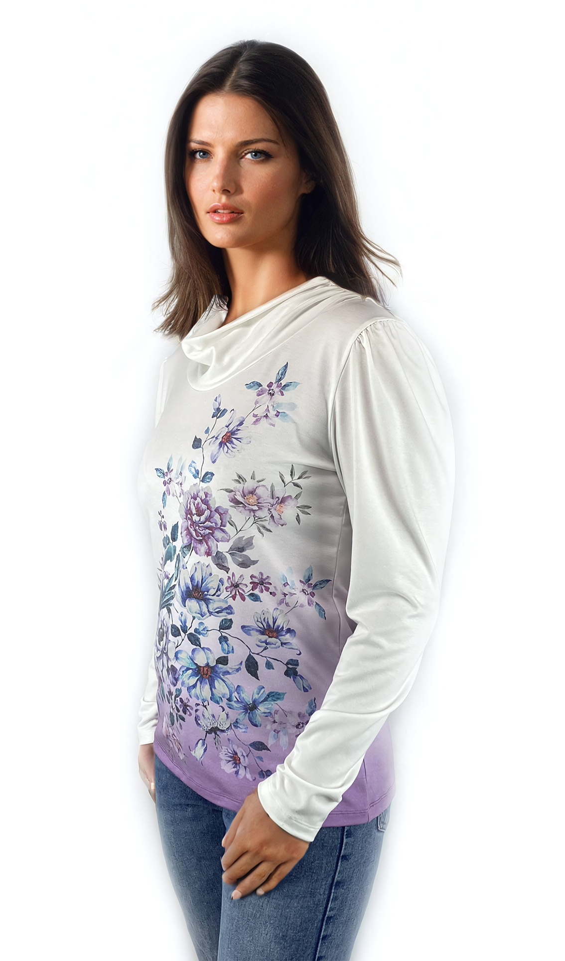 Дамска блуза - тениска с дълъг ръкав полу-поло