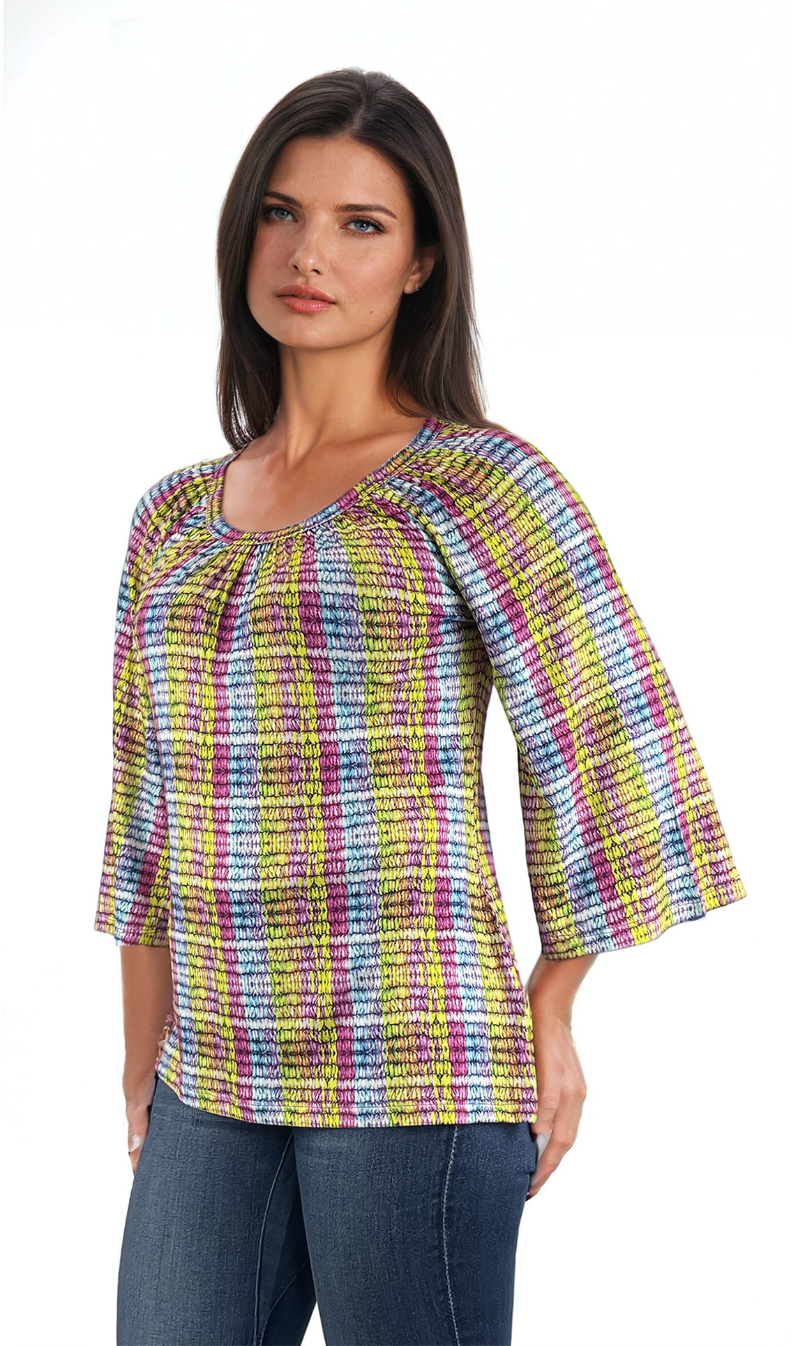 Дамска блуза - тениска с 3/4 ръкав обло деколте