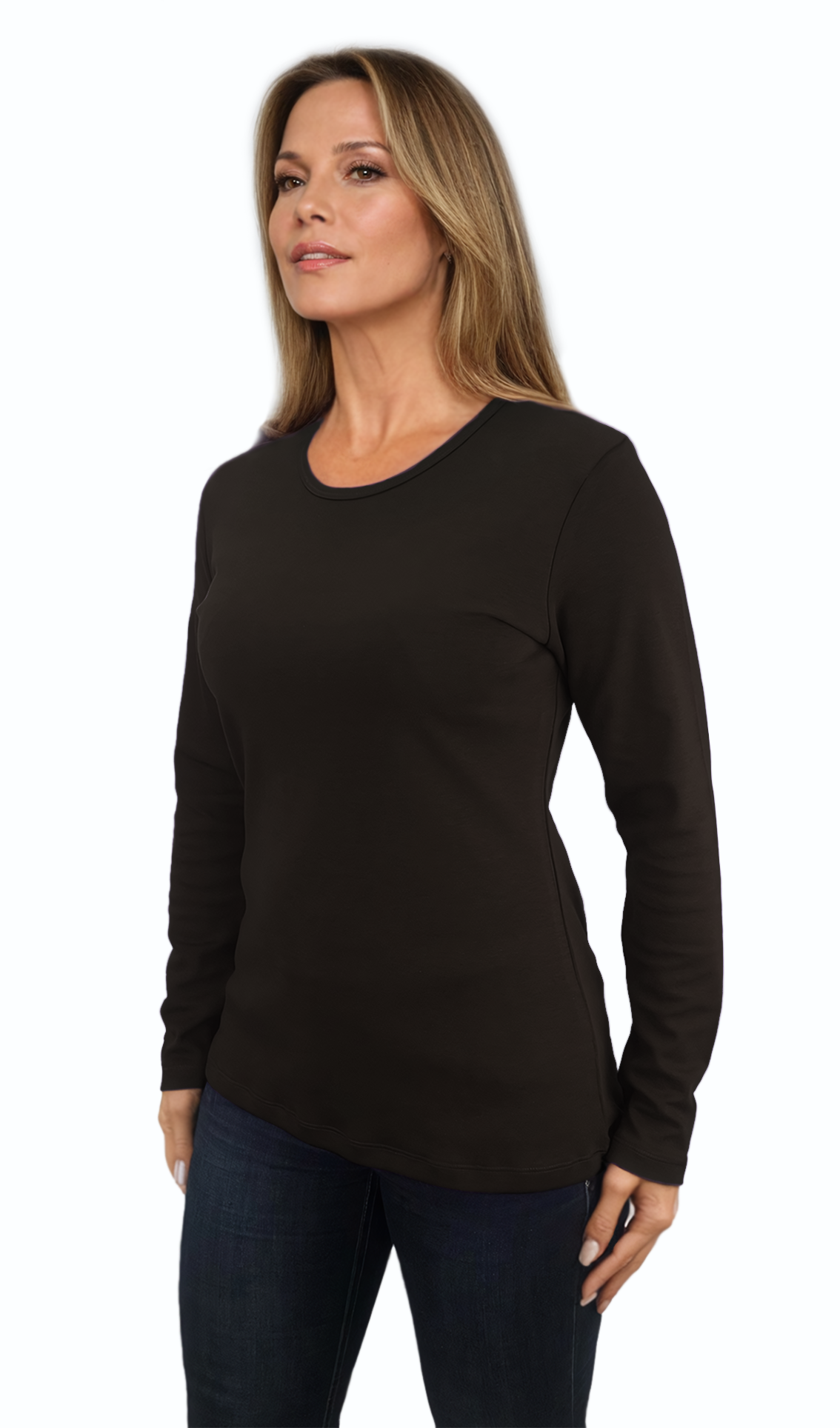 Дамска блуза - тениска с дълъг ръкав обло деколте