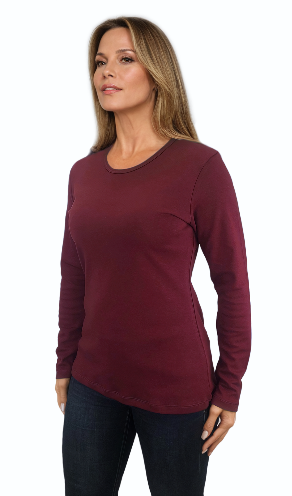 Дамска блуза - тениска с дълъг ръкав обло деколте