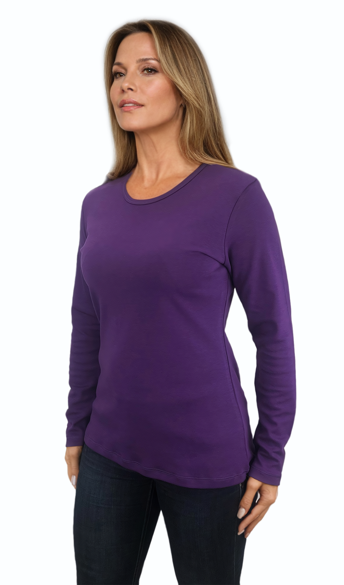 Дамска блуза - тениска с дълъг ръкав обло деколте