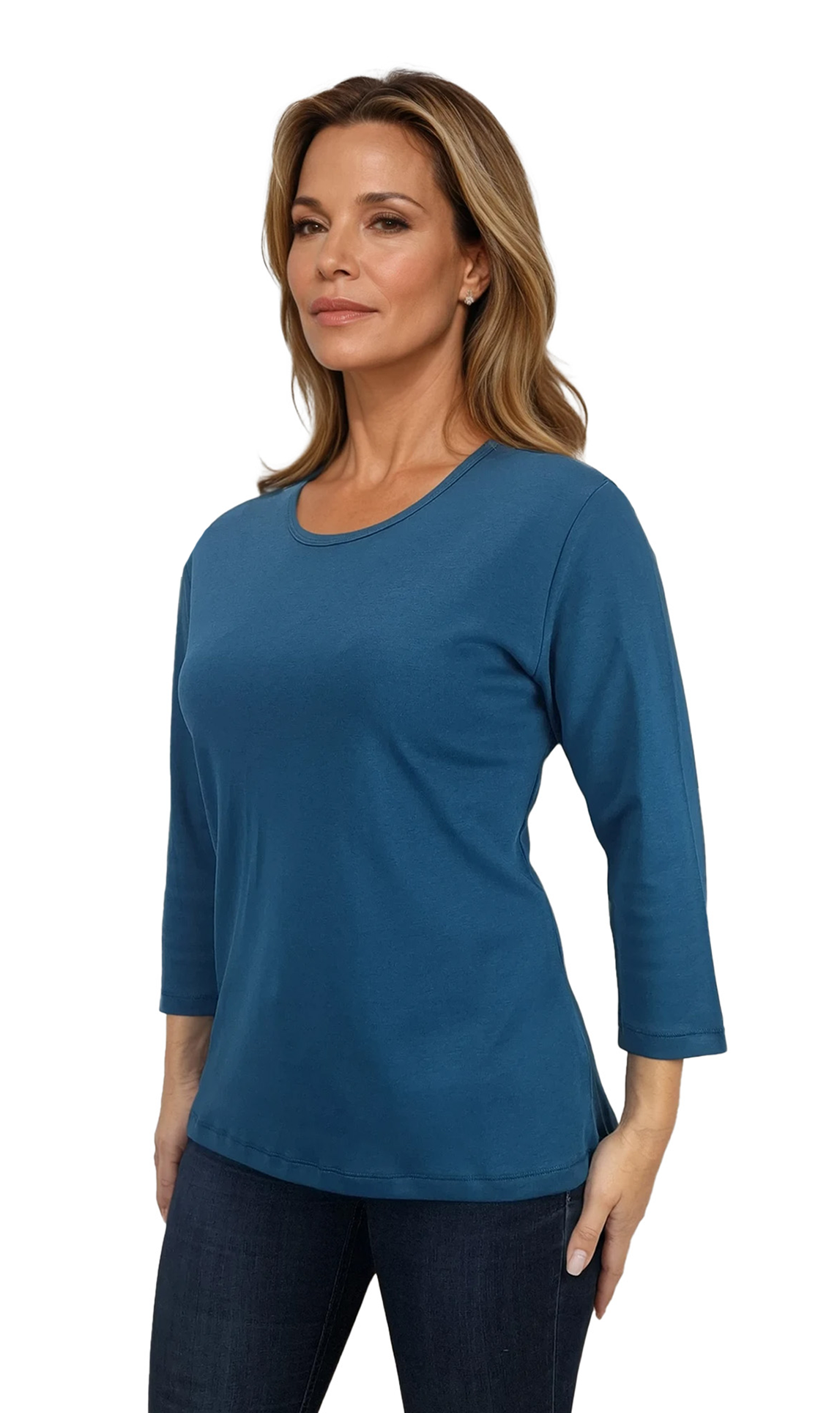 Дамска блуза - тениска с 3/4 ръкав обло деколте