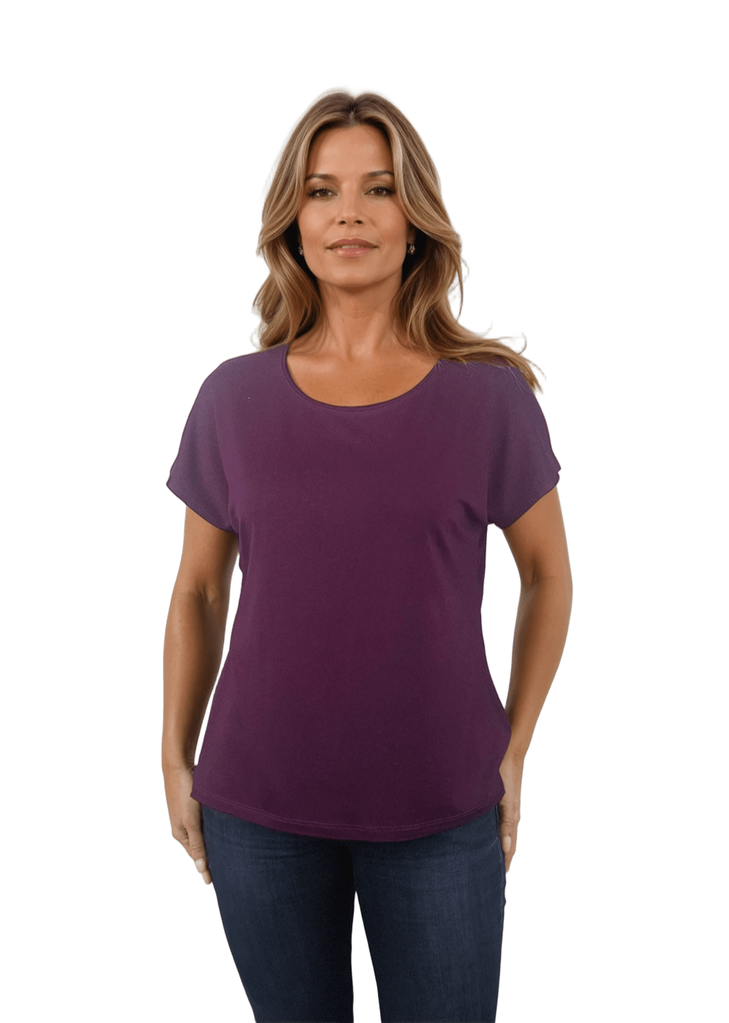 Дамска блуза - тениска с къс ръкав обло деколте