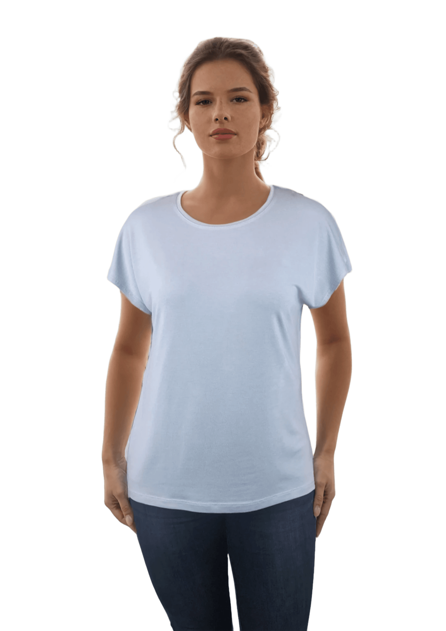 Дамска блуза - тениска с къс ръкав обло деколте