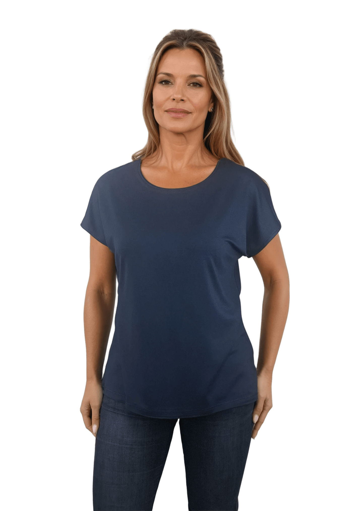 Дамска блуза - тениска с къс ръкав обло деколте