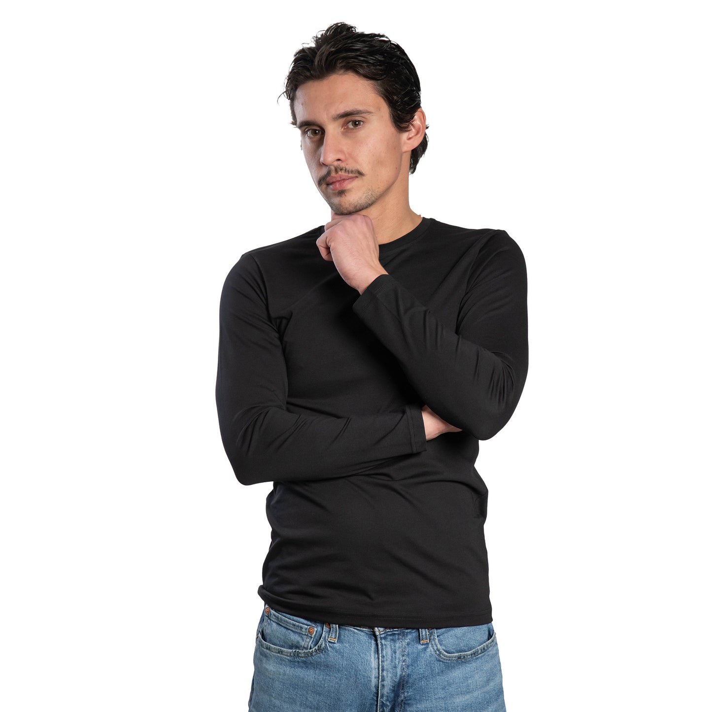 Мъжка  тениска с дълъг ръкав обло деколте