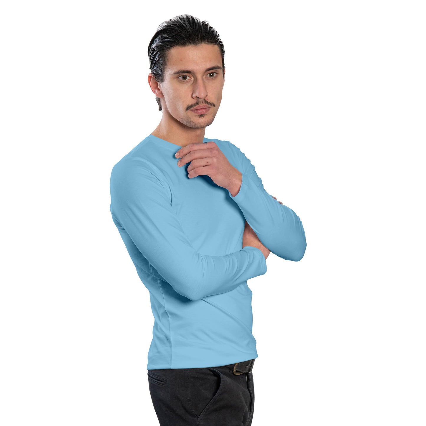 Мъжка  тениска с дълъг ръкав обло деколте