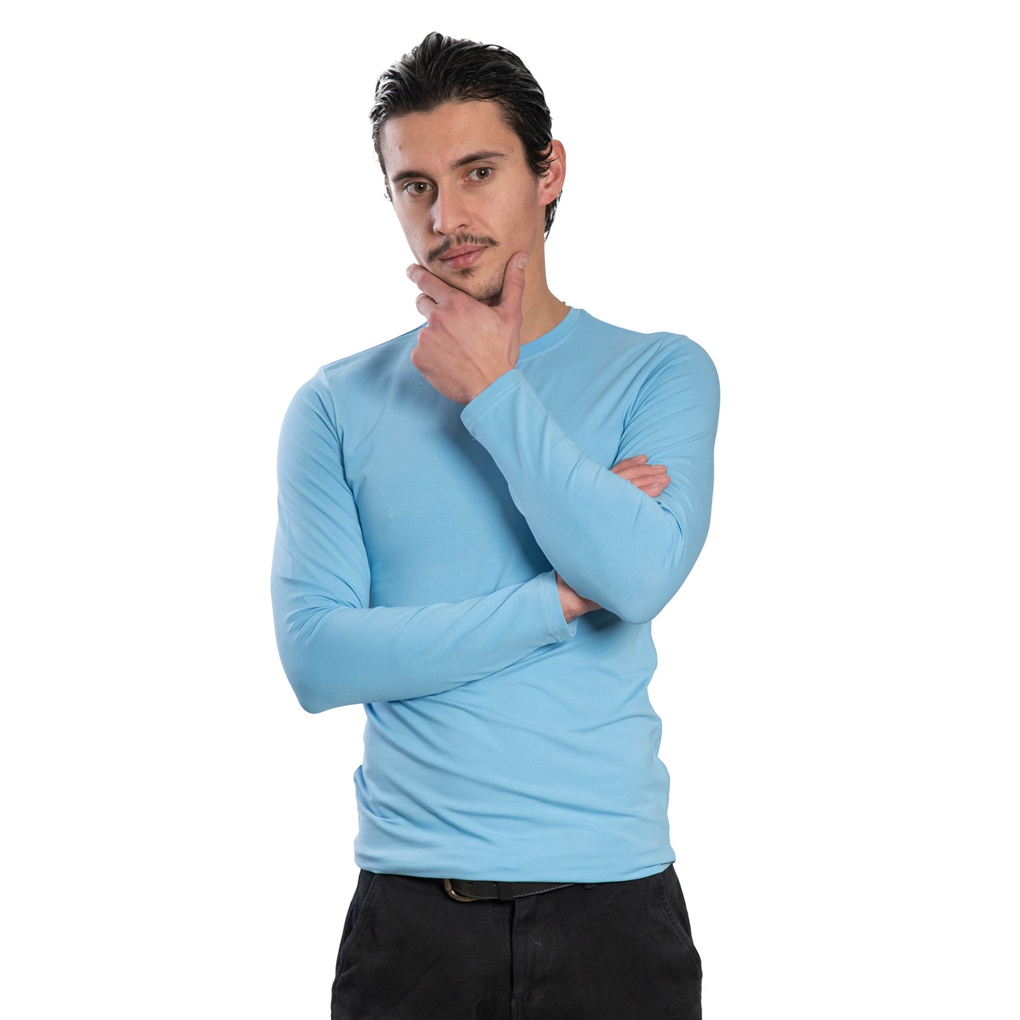 Мъжка  тениска с дълъг ръкав обло деколте