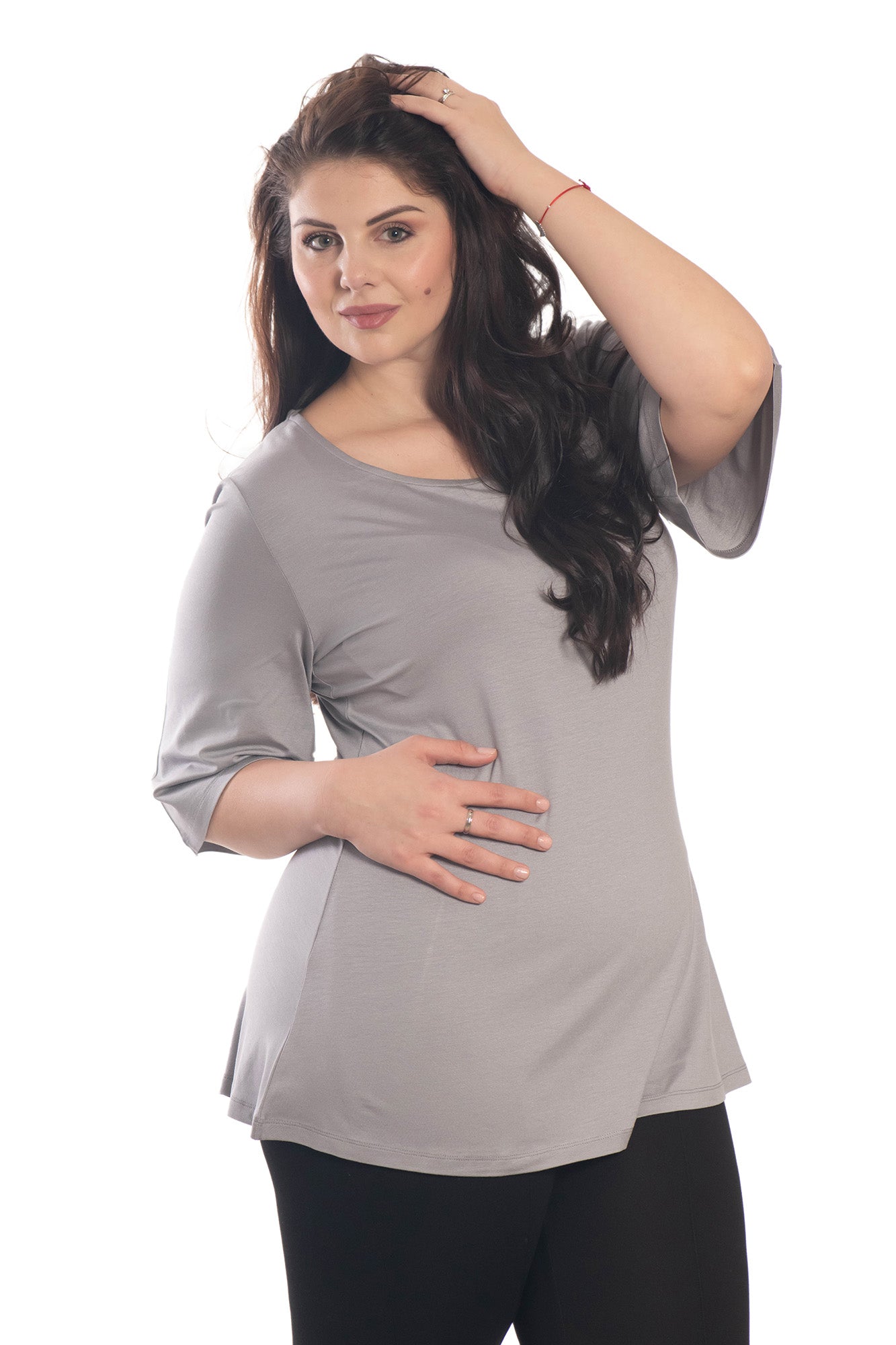 Дамска  туника с 3/4 ръкав обло деколте