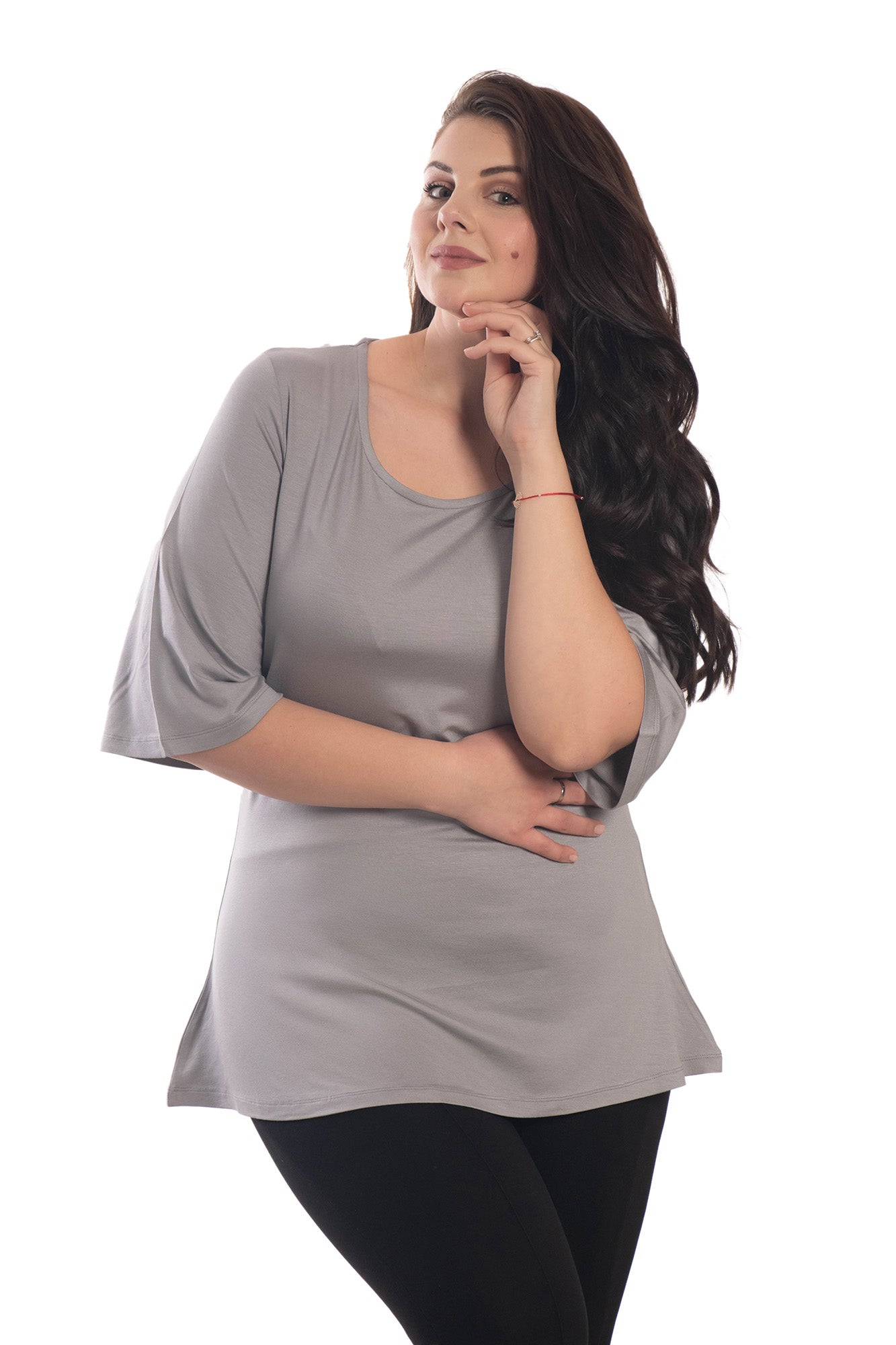 Дамска  туника с 3/4 ръкав обло деколте