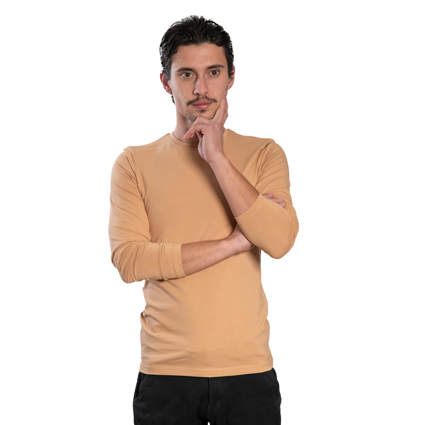 Мъжка  тениска с дълъг ръкав обло деколте