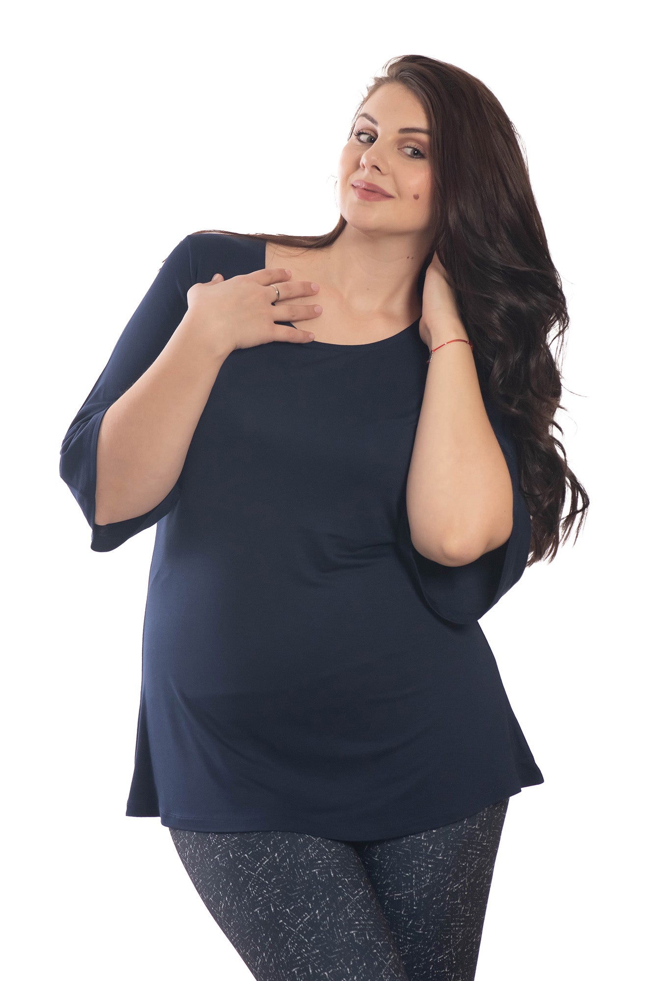 Дамска  туника с 3/4 ръкав обло деколте