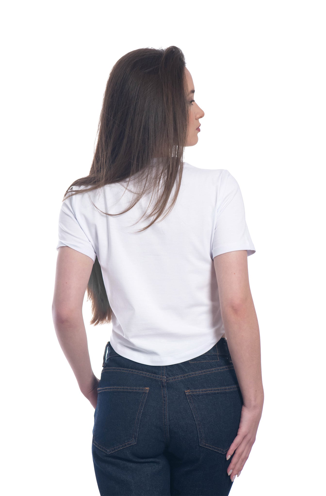 Kurzarm-Crop-Top mit Rundhalsausschnitt für Damen