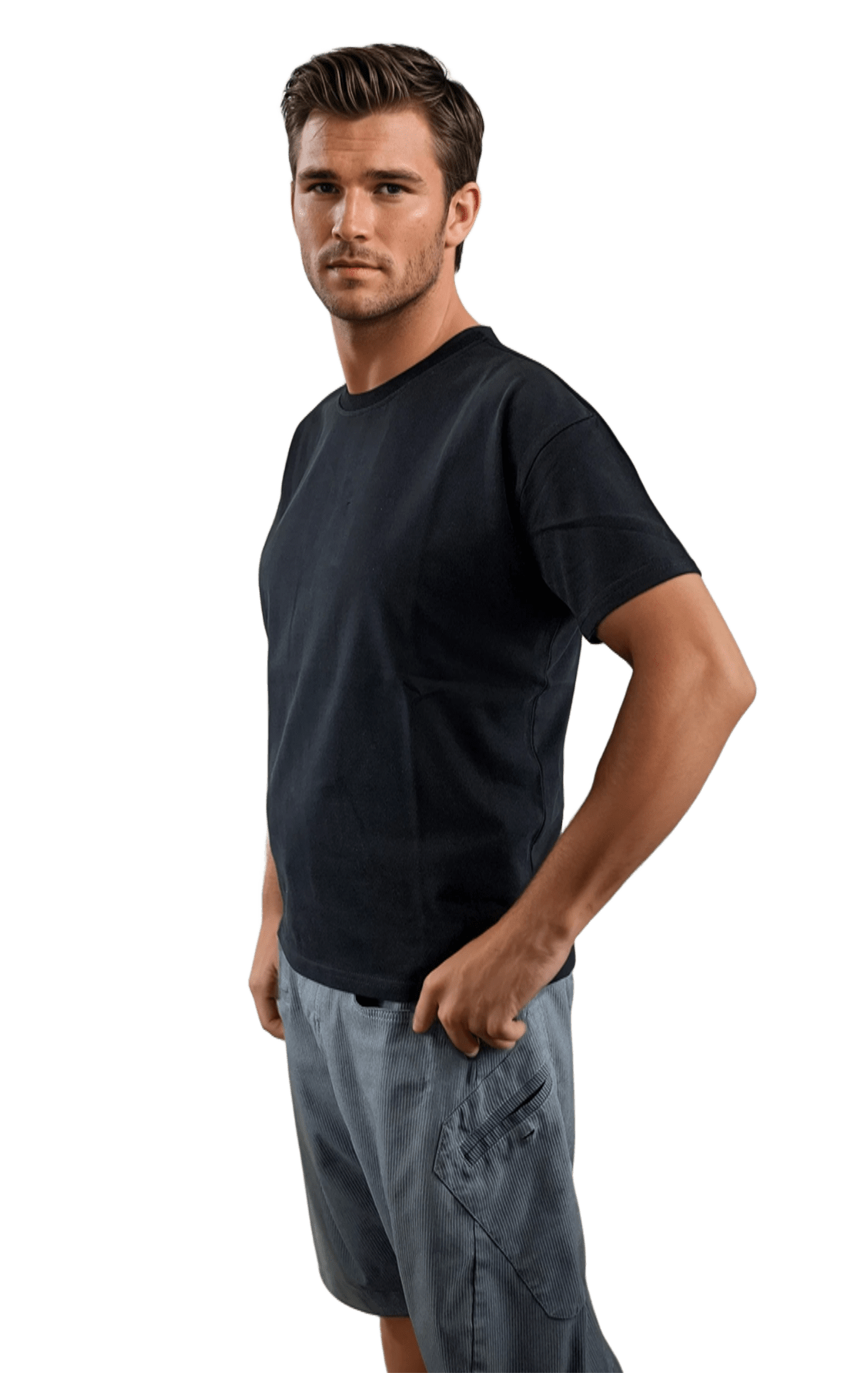 Мъжка  тениска с къс ръкав  обло деколте - Овър сайз