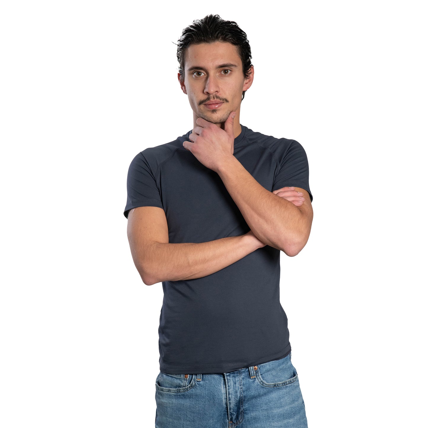 Мъжка  тениска с къс ръкав - реглан обло деколте