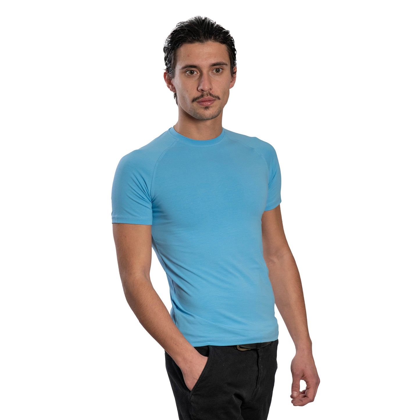 Мъжка  тениска с къс ръкав - реглан обло деколте