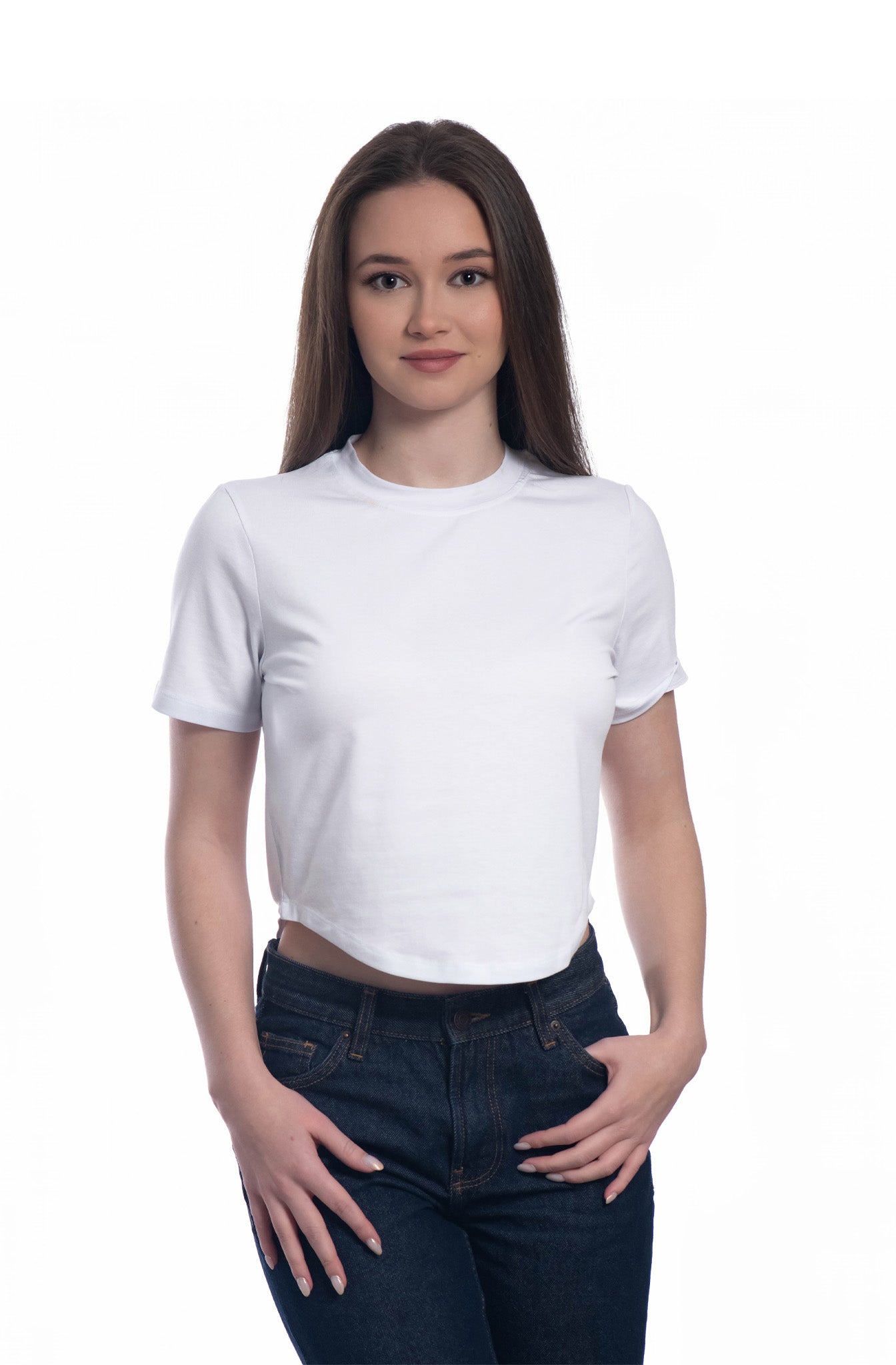 Kurzarm-Crop-Top mit Rundhalsausschnitt für Damen