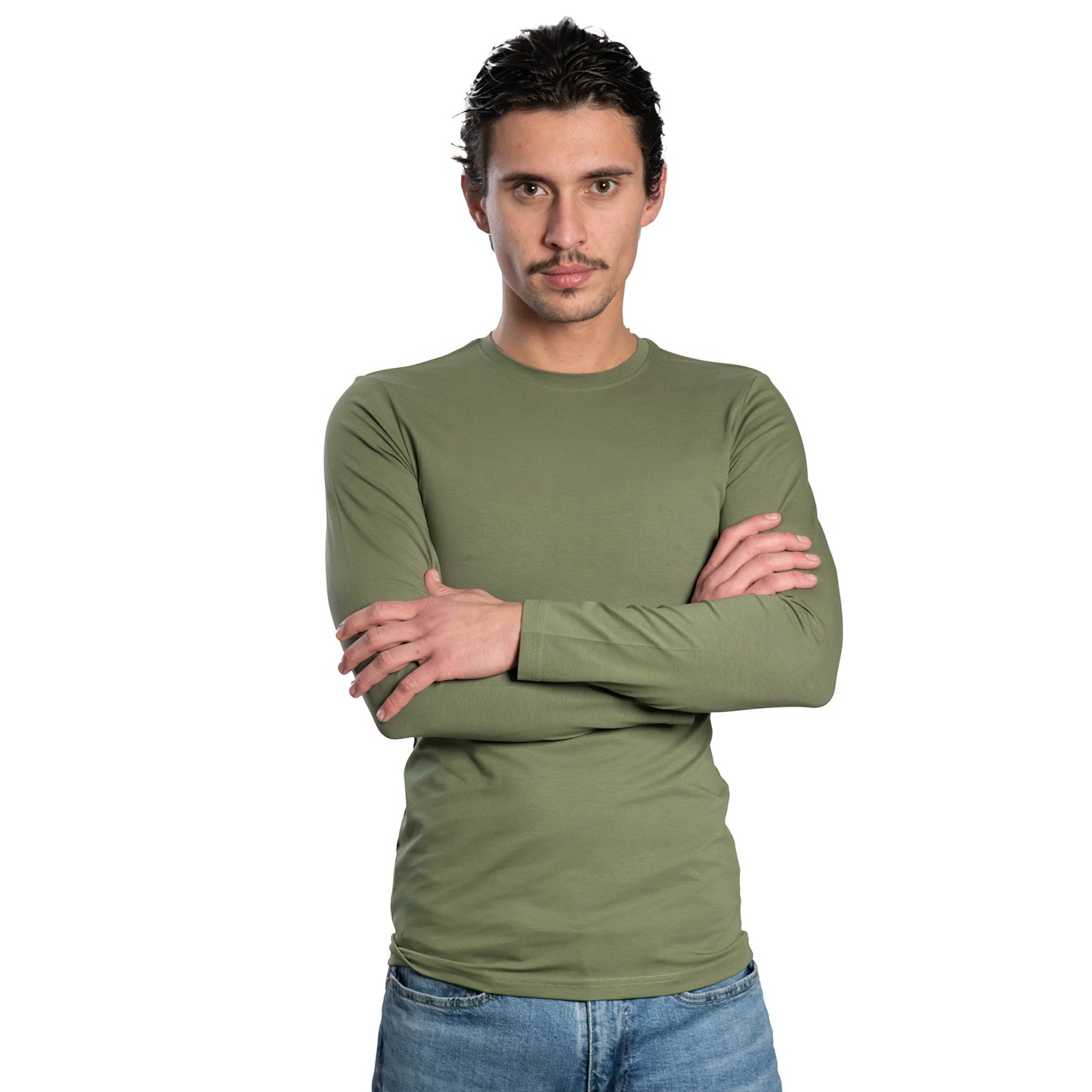 Мъжка  тениска с дълъг ръкав обло деколте