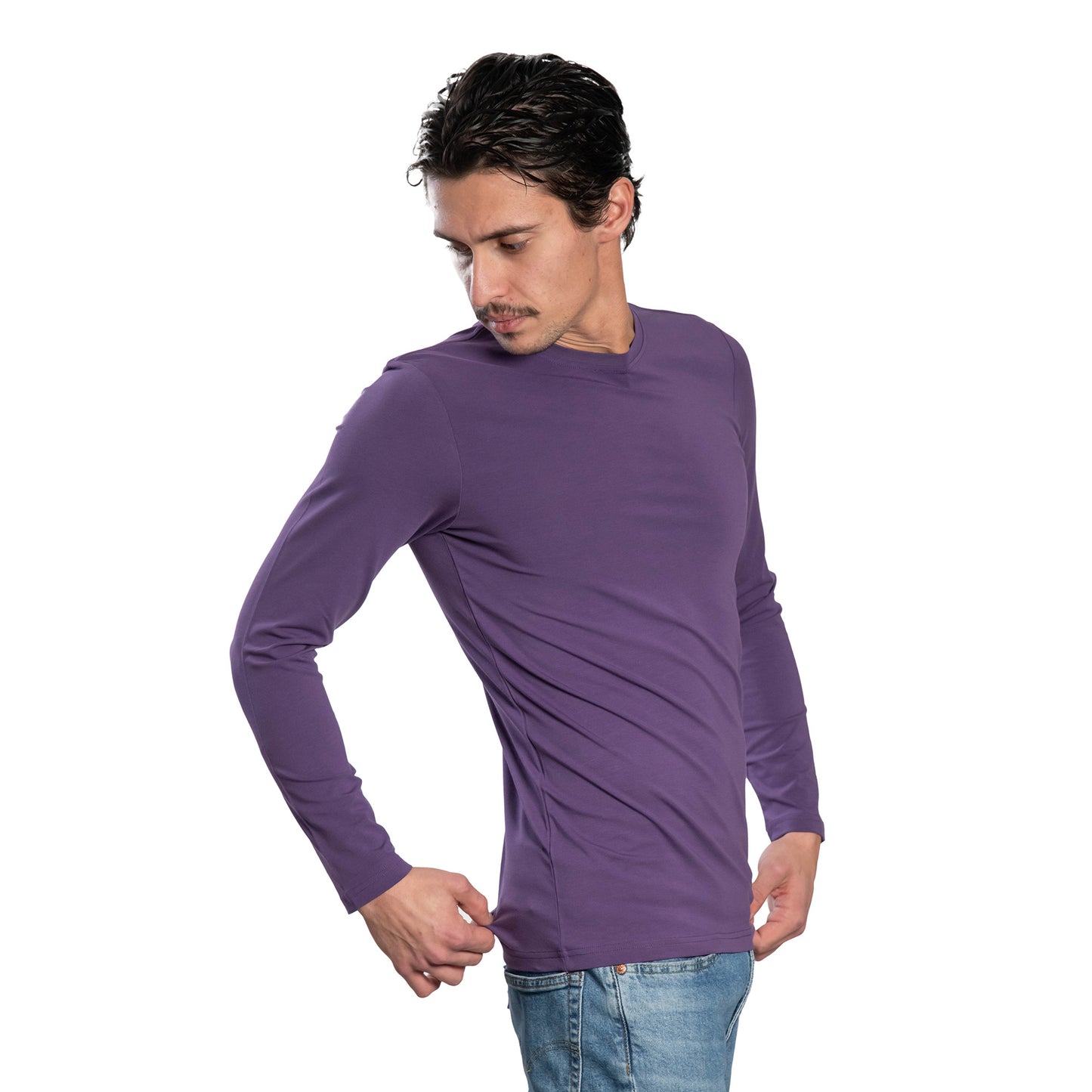 Мъжка  тениска с дълъг ръкав обло деколте