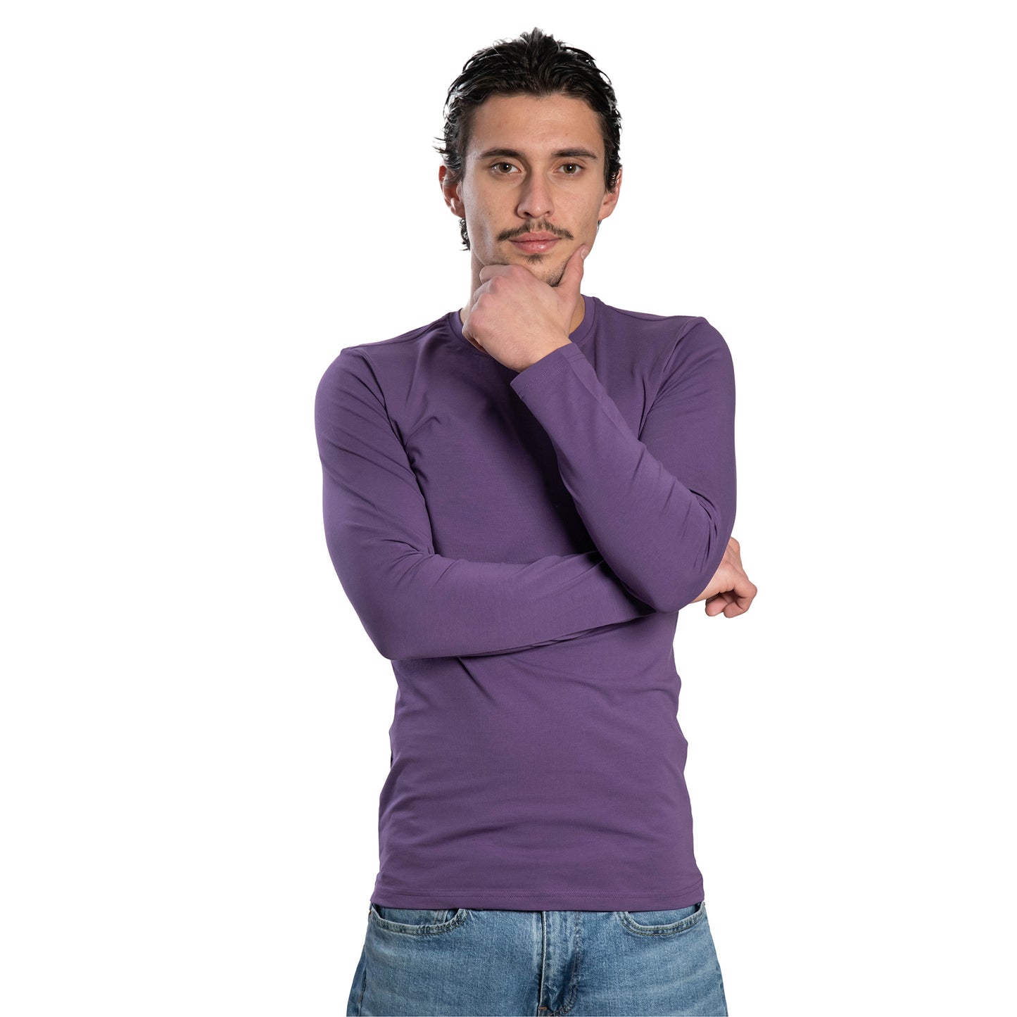 Мъжка  тениска с дълъг ръкав обло деколте