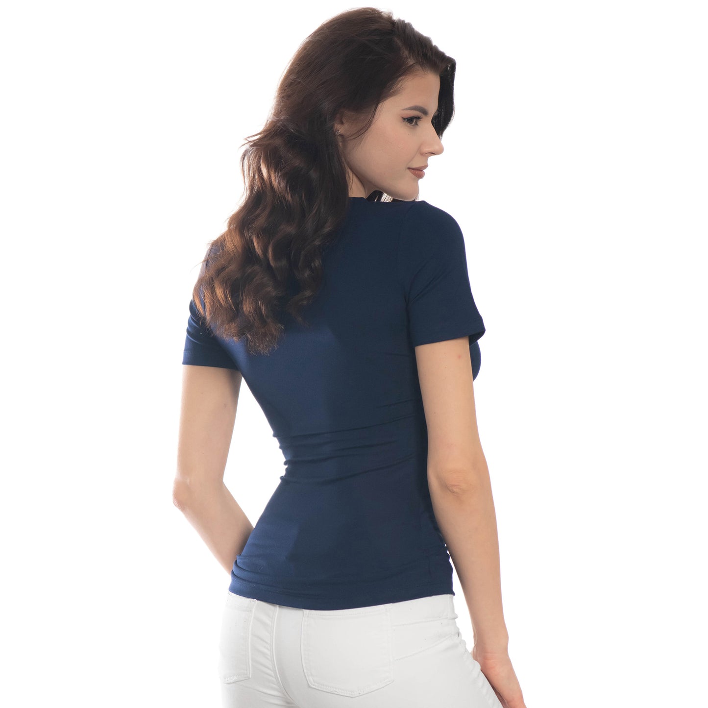 Дамска  тениска с къс ръкав обло деколте