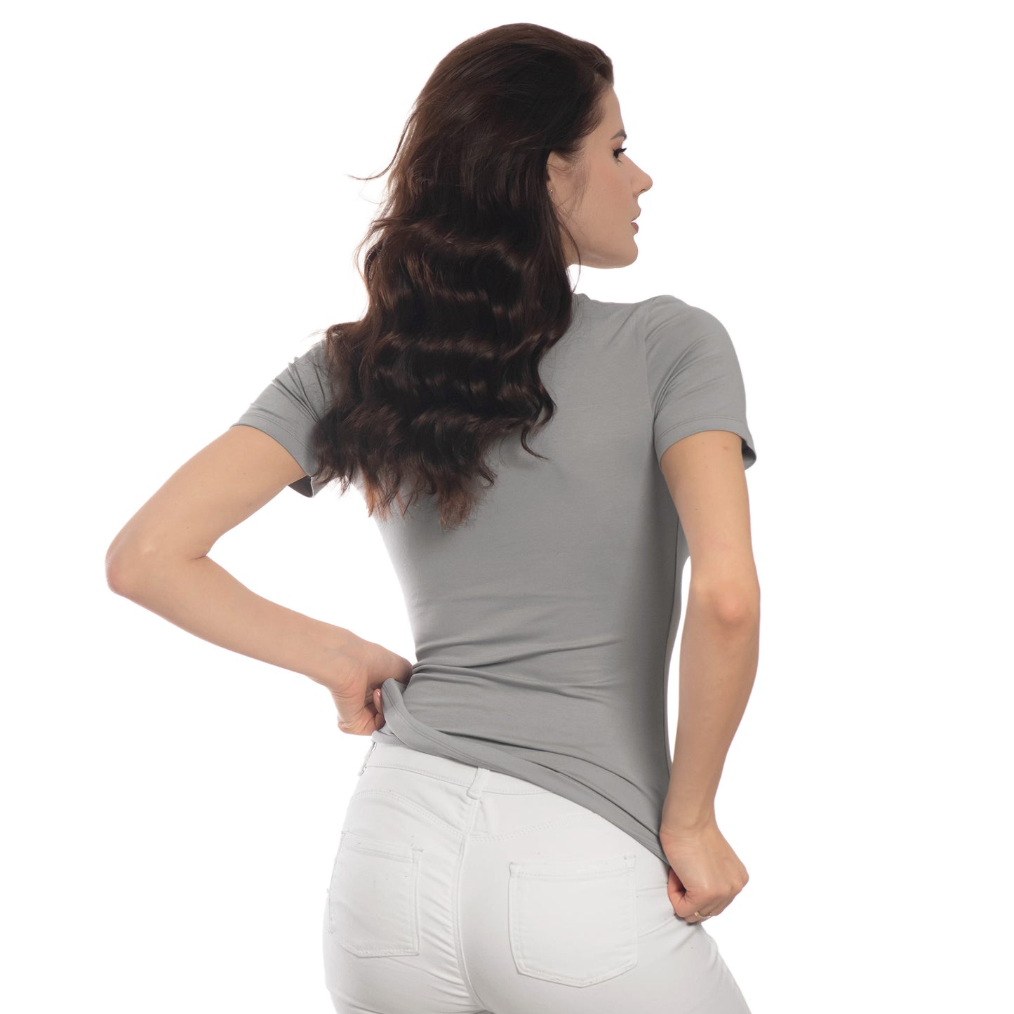 Дамска  тениска с къс ръкав обло деколте