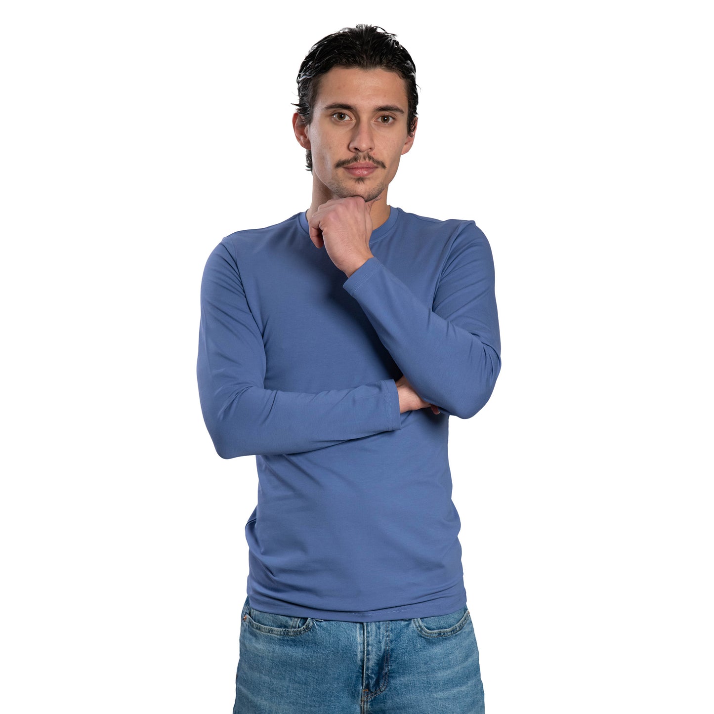 Мъжка  тениска с дълъг ръкав обло деколте