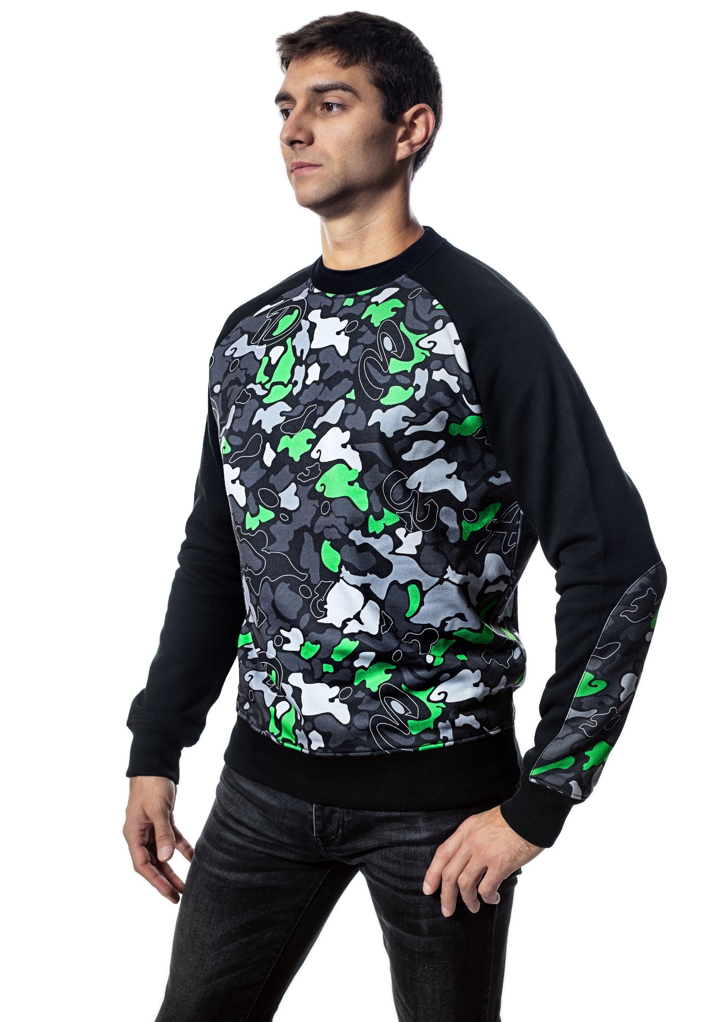 Мъжки  суичър с дълъг реглан-ръкав обло деколте