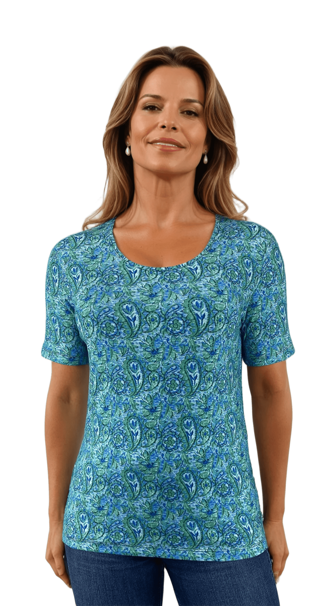 Дамска  блуза - тениска с къс ръкав обло деколте