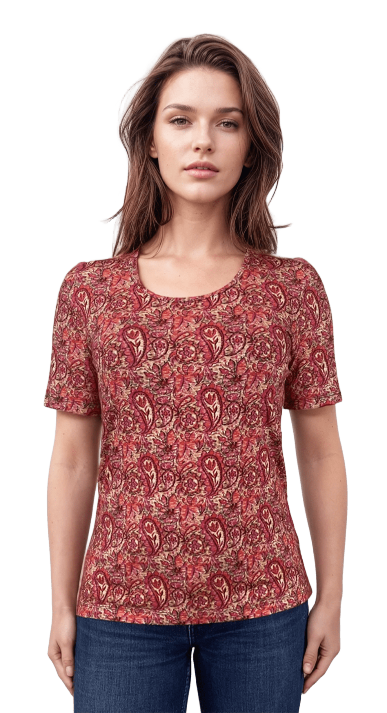 Дамска  блуза - тениска с къс ръкав обло деколте