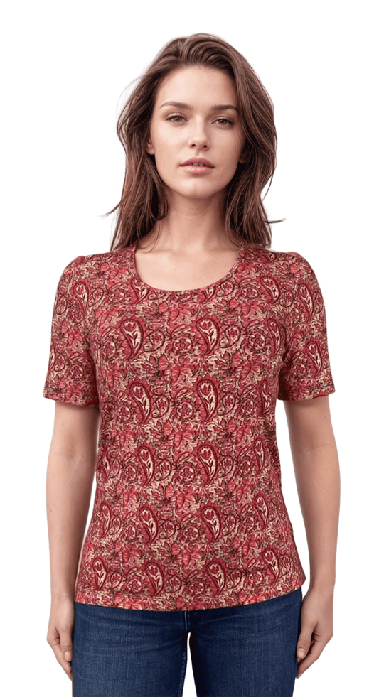 Дамска  блуза - тениска с къс ръкав обло деколте