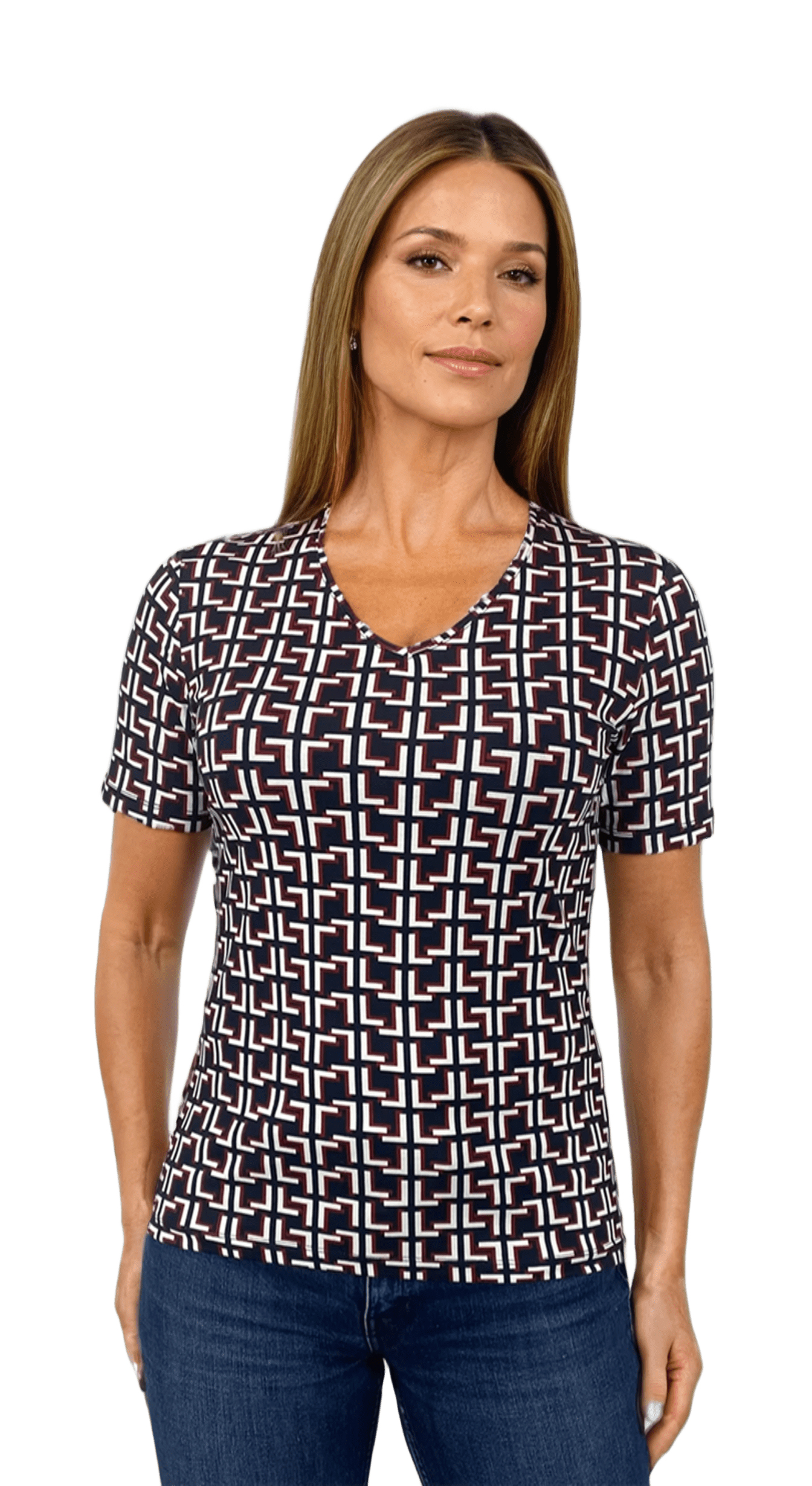 Дамска  блуза - тениска с къс ръкав остро деколте