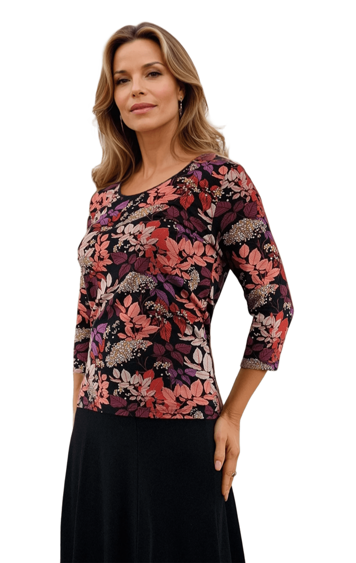 Дамска блуза - тениска с 3/4 ръкав обло деколте