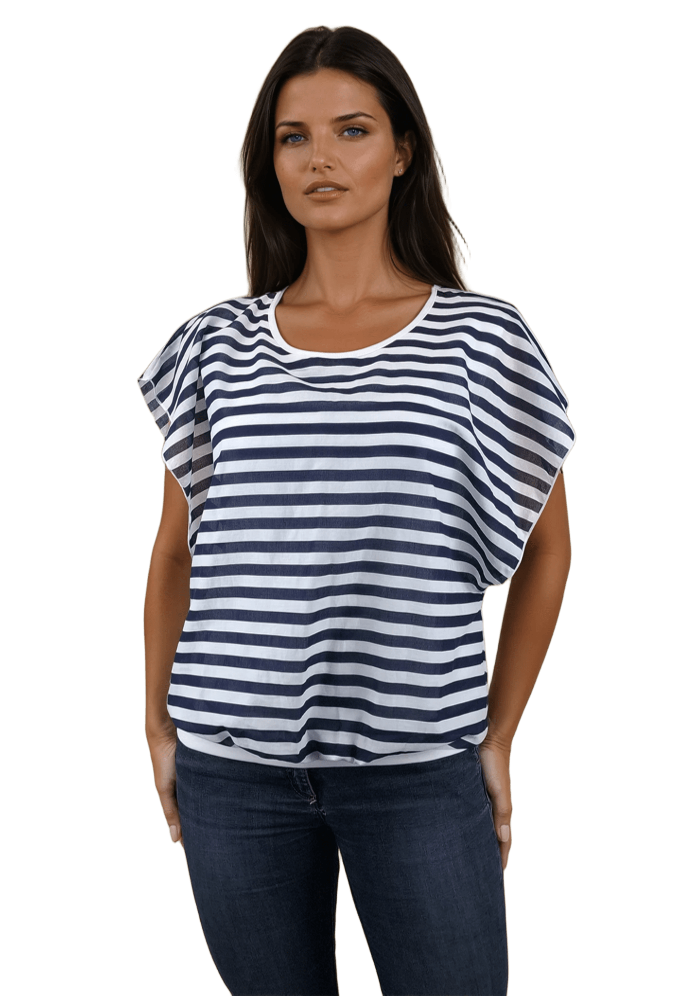 Дамска  блуза - тениска с къс ръкав обло деколте