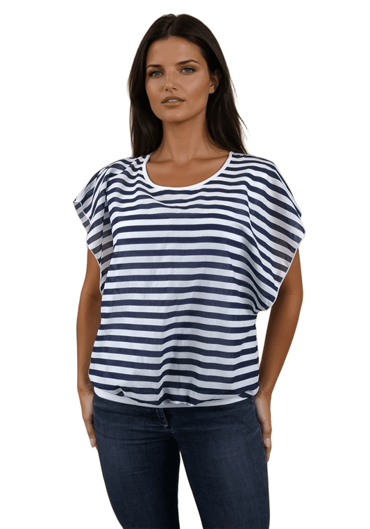 Дамска  блуза - тениска с къс ръкав обло деколте