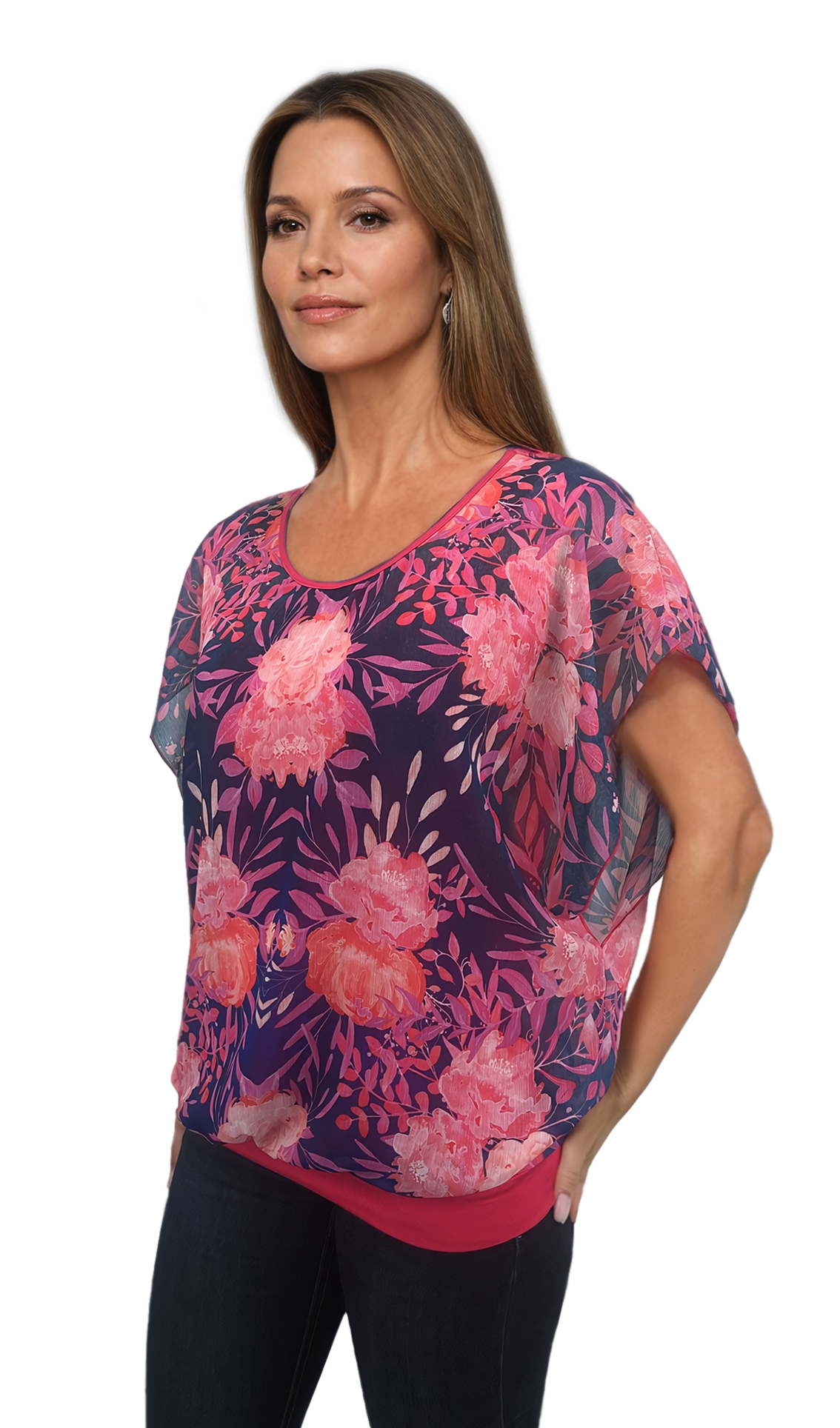 Дамска  блуза - тениска с къс ръкав обло деколте