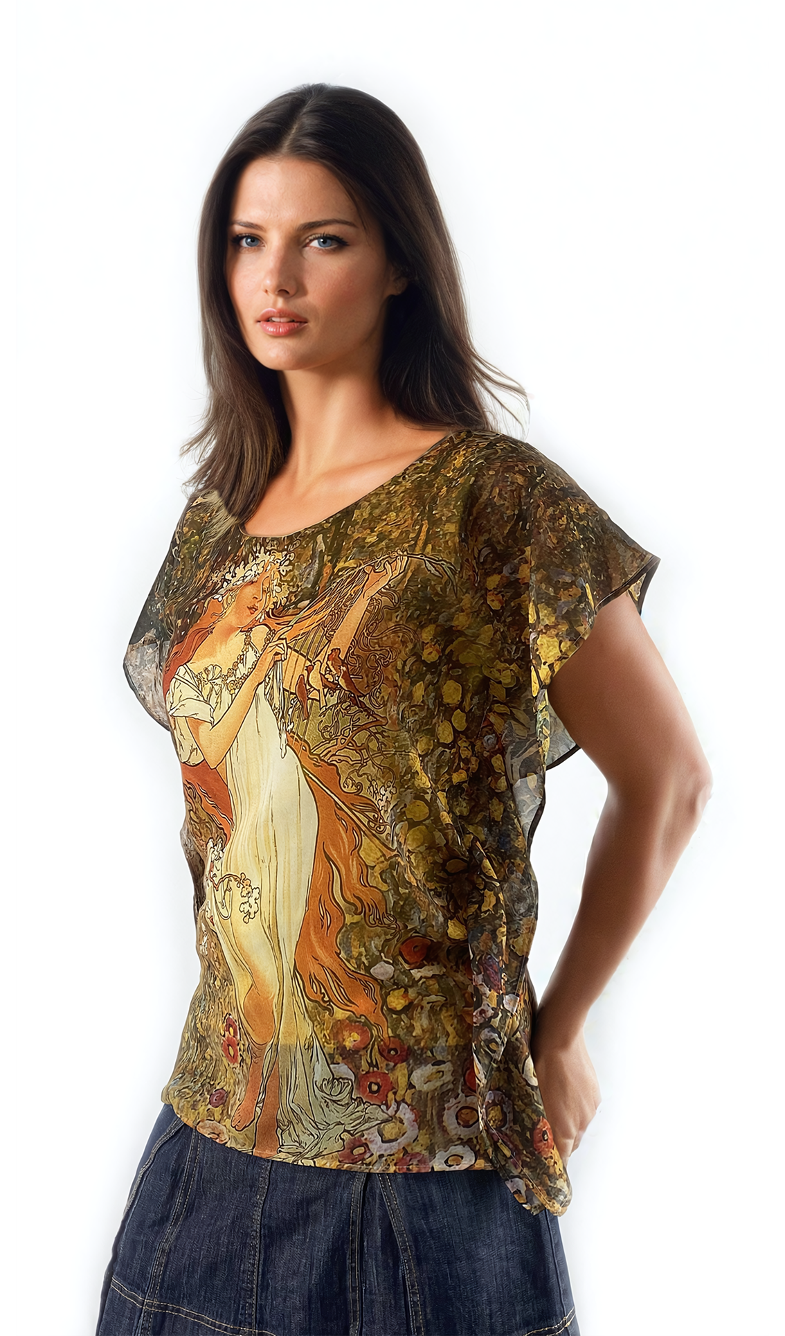 Damenbluse - kurzärmeliges T-Shirt mit Rundhalsausschnitt