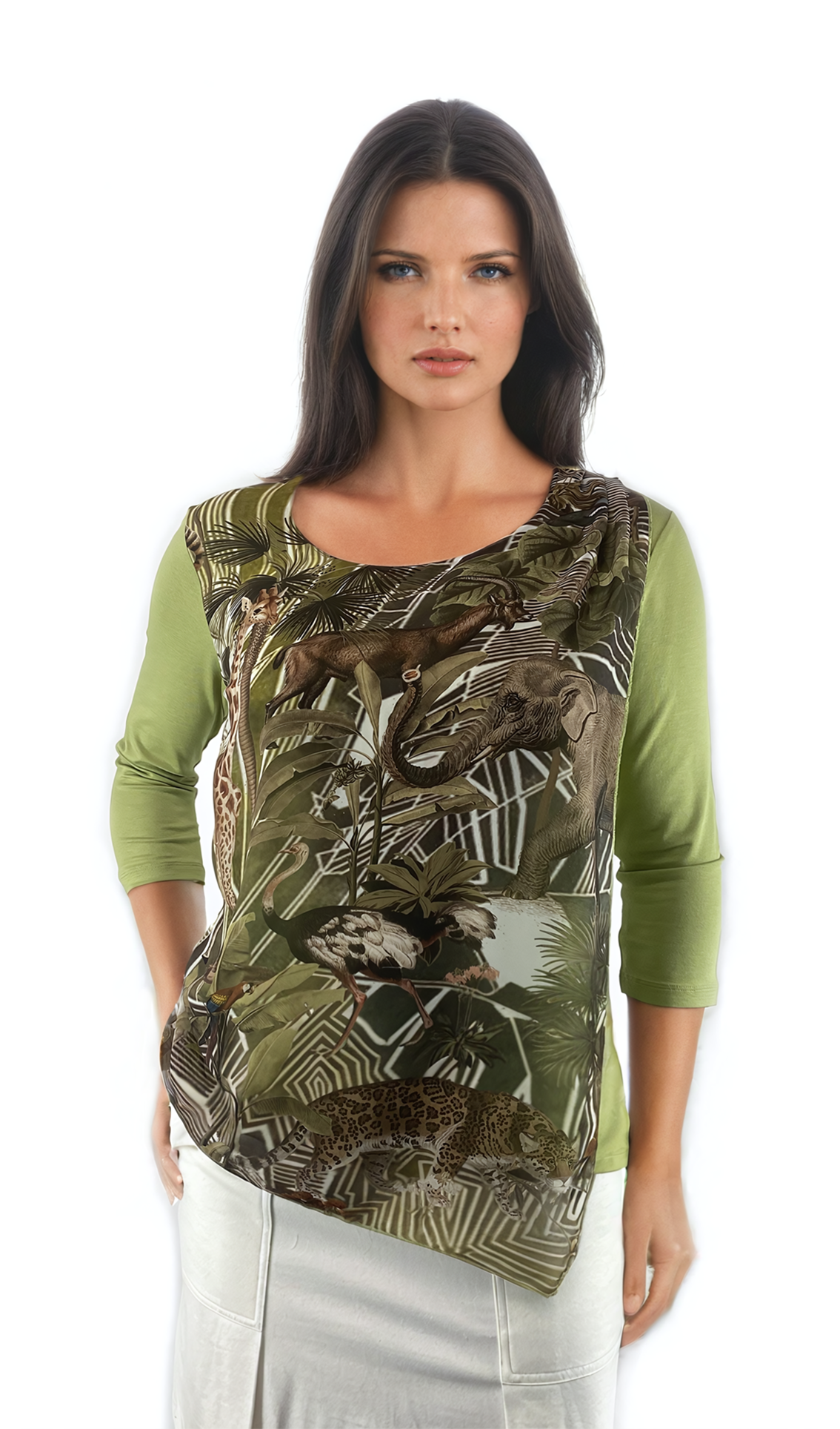 Дамска  блуза - тениска с 3/4 ръкав обло деколте