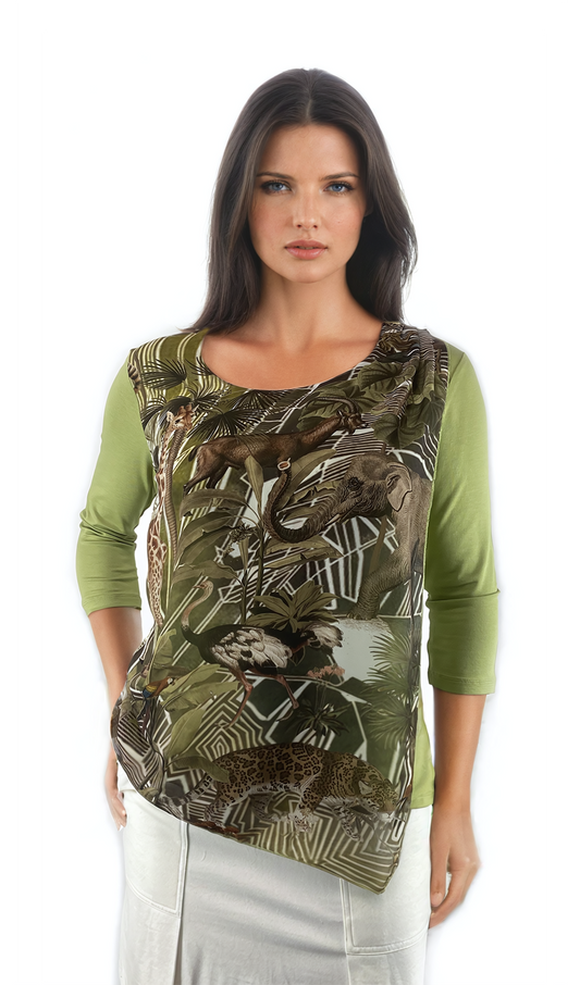 Дамска  блуза - тениска с 3/4 ръкав обло деколте