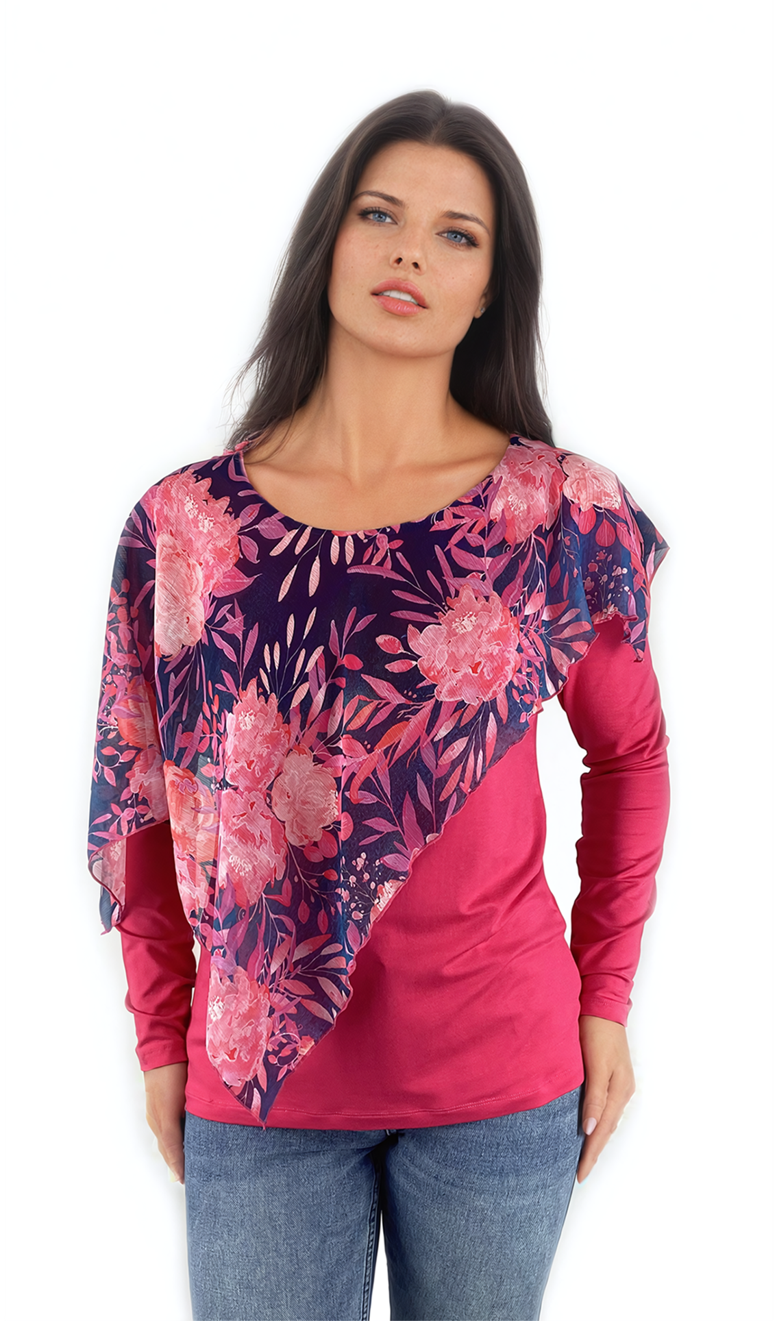 Дамска  блуза - тениска с дълъг ръкав обло деколте