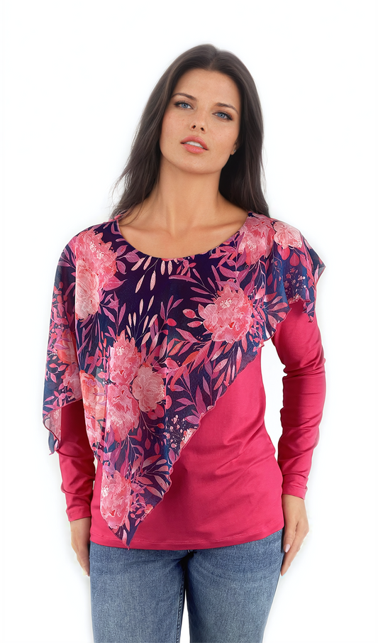 Дамска  блуза - тениска с дълъг ръкав обло деколте