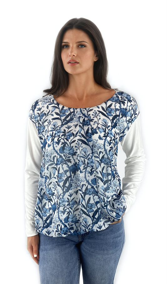 Дамска  блуза - тениска с дълъг ръкав обло деколте