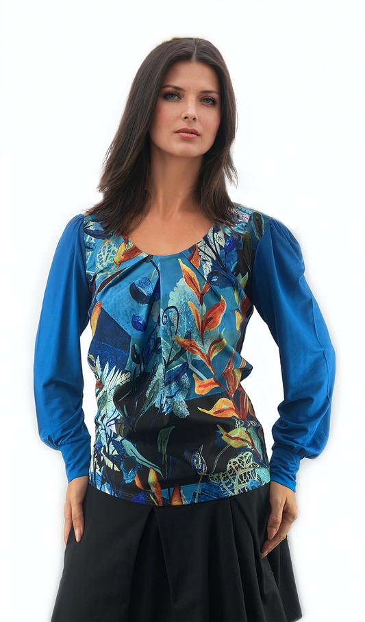 Дамска  блуза - тениска с дълъг ръкав обло деколте