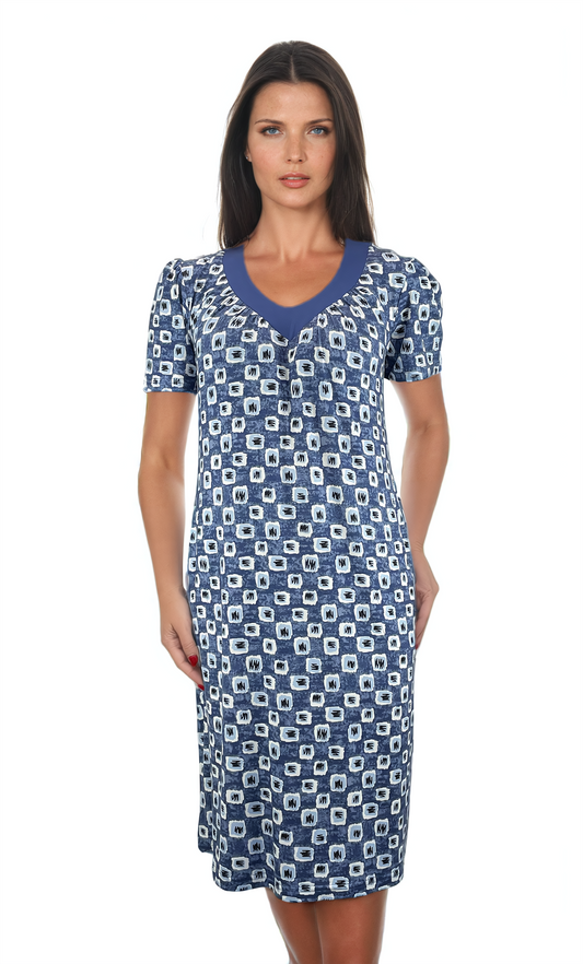 Дамска  рокля с къс ръкав остро деколте