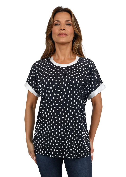 Дамска блуза къс ръкав обло деколте