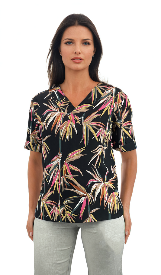 Дамска блуза къс ръкав остро деколте