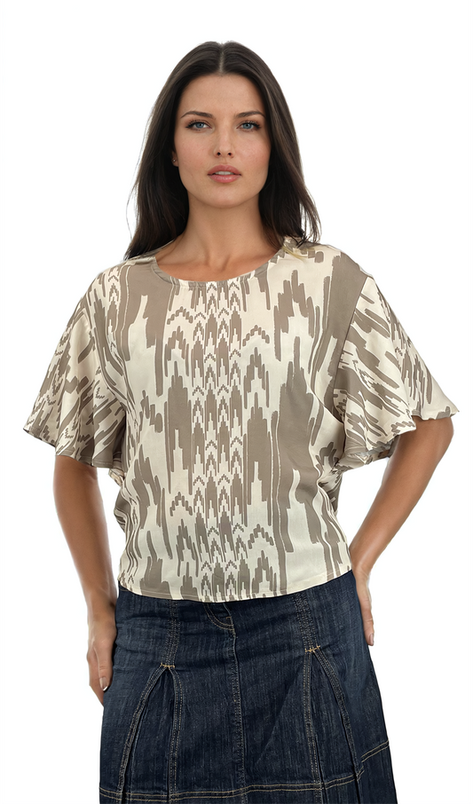 Дамска блуза къс ръкав обло деколте